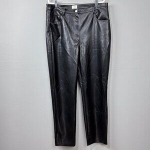 Aritzia Wilfred Melina Pants Size 16 Faux Leather Black High Rise Straight Leg